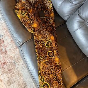 Versace Brown and Gold Baroque Leopard Pants